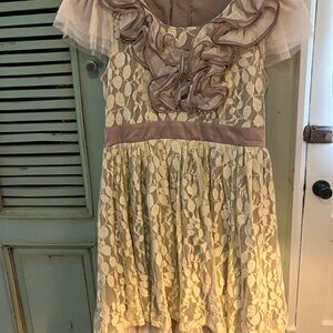 Ryu Cream and Taupe Lace Dress